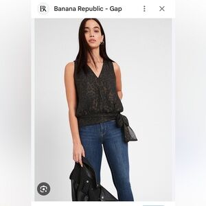 Banana Republic Metallic Leopard Sleeveless Wrap Top Women’s Large New V Neck